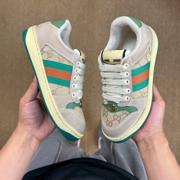 ✨Gucci Beige and Green Canvas Sneakers - Picture 1 of 7